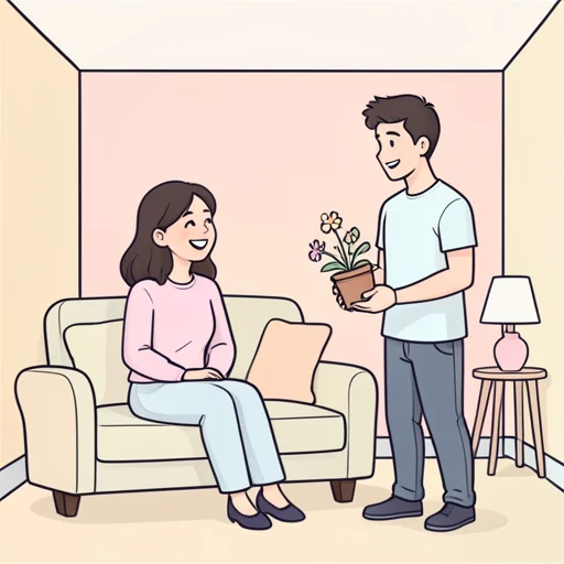 彼女の笑顔は彼の活力の素だ - Bildwörterbuch