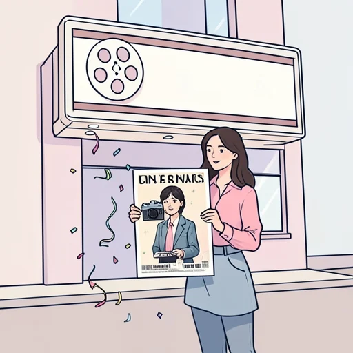 彼女の映画の宣伝が始まった - Bildwörterbuch