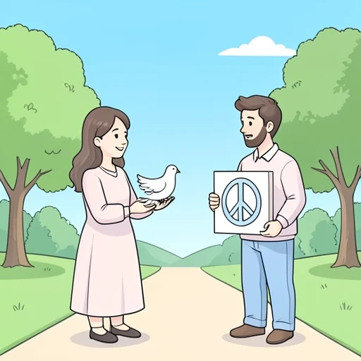 彼女の平和主義を支持してる - Bildwörterbuch