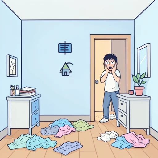 彼女の部屋がいつも散らかってて驚いた - Bildwörterbuch