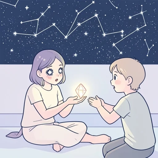 彼女の瞳は星のような宝石だ - Bildwörterbuch