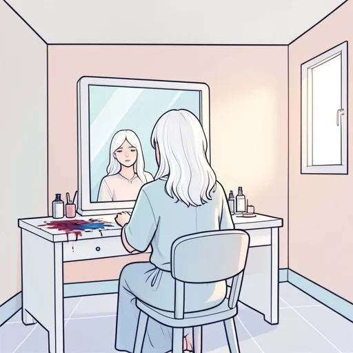 彼女の髪は真っ白に染まっていた - Bildwörterbuch