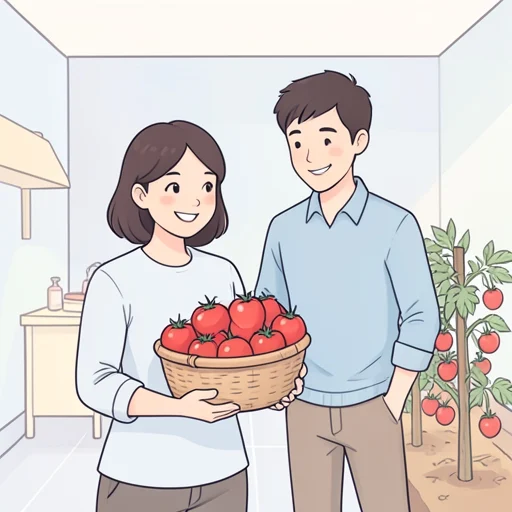 彼女の彼氏のトマトは新鮮だった - Bildwörterbuch