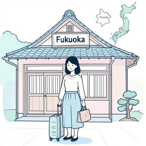 彼女の生地は福岡だ - Bildwörterbuch