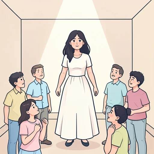 彼女の魅力は言葉で表せないほど圧倒的で周囲を虜にした - Bildwörterbuch