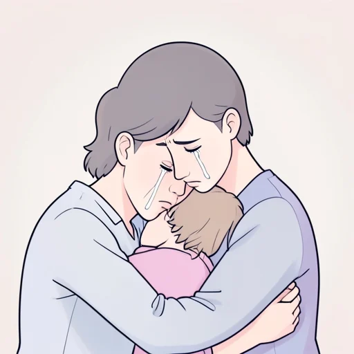 彼女の胸に顔を埋めて泣いた - Bildwörterbuch