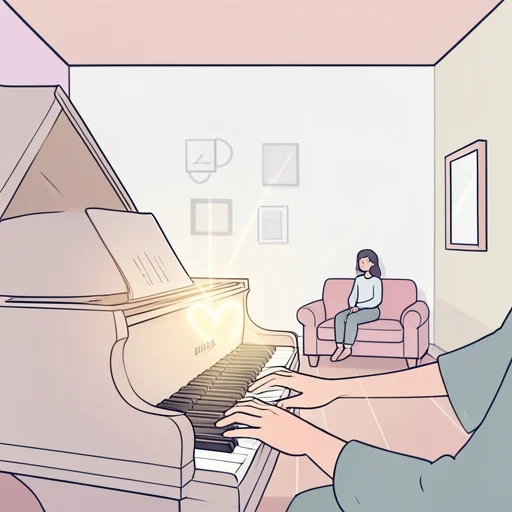 彼女のピアノ演奏には心を打たれる - Bildwörterbuch