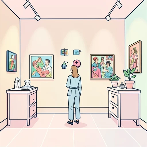 彼女の作品はどれも個性的で目を引く - Bildwörterbuch