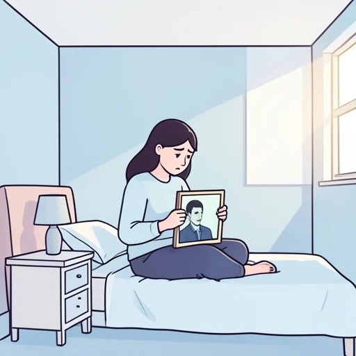 彼女の死をなかなか受け入れられなかった - Bildwörterbuch