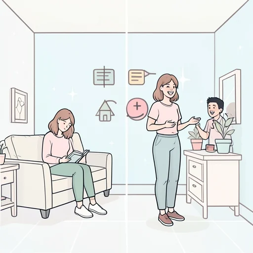 彼女の態度は以前と対照的だ - Bildwörterbuch