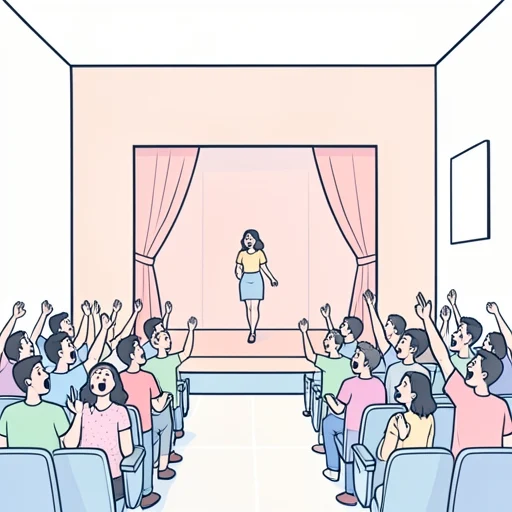 彼女の登場に会場は歓声に包まれた - Bildwörterbuch