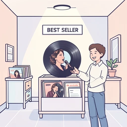 彼女の歌がレコード店で売れてる - Bildwörterbuch