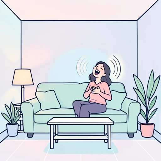 彼女の笑いが部屋に響いた - Bildwörterbuch