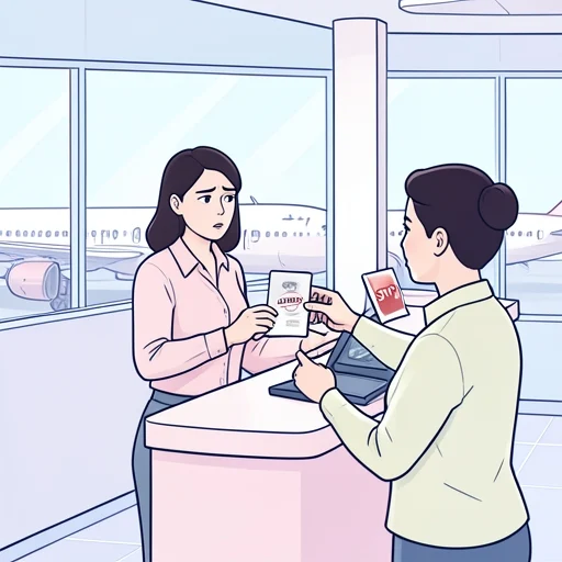 彼女、パスポートの更新を忘れて空港で止められた - Bildwörterbuch