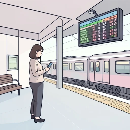 彼女、列車の正確な出発時刻を調べた - Bildwörterbuch