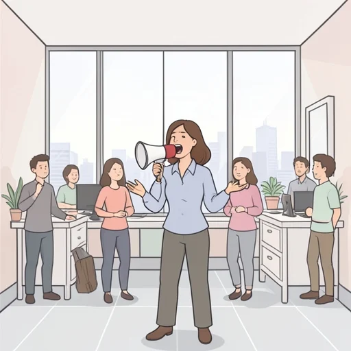 彼女、労働環境の改善を訴えてる - Bildwörterbuch