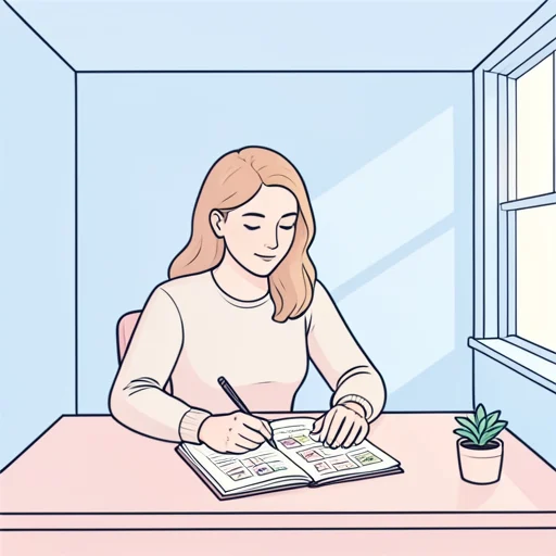 彼女、旅行の計画を1ページにまとめた - Bildwörterbuch