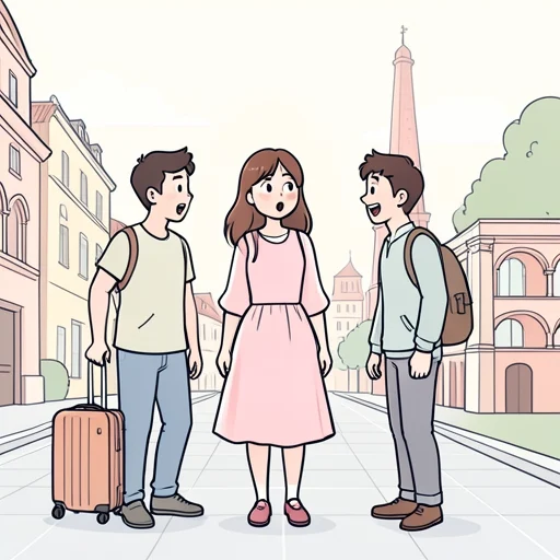 彼女、旅行先で彼と偶然出会った - Bildwörterbuch