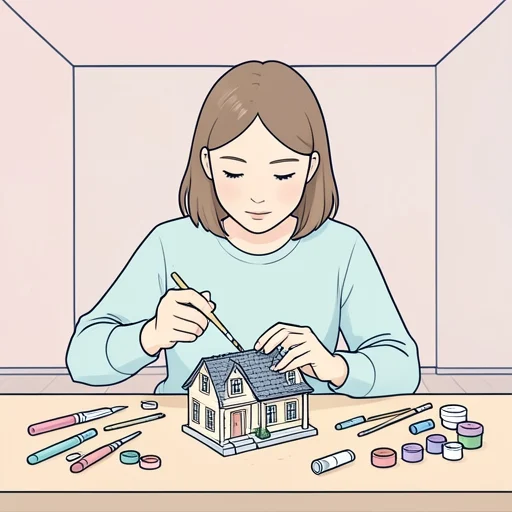 彼女は精巧なミニチュア模型を作った - Bildwörterbuch