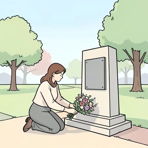 彼女、戦没者の碑に花を供えた - Bildwörterbuch
