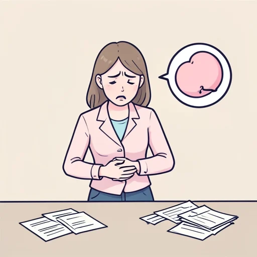 彼女、仕事のストレスで胃を壊しちゃった - Bildwörterbuch