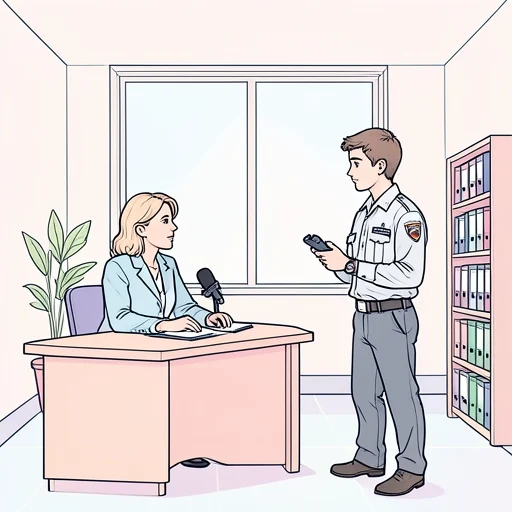 彼女、新人記者にインタビューした - Bildwörterbuch
