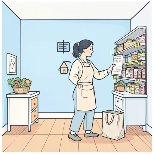 彼女、食費を減らそうと努力してる - Bildwörterbuch
