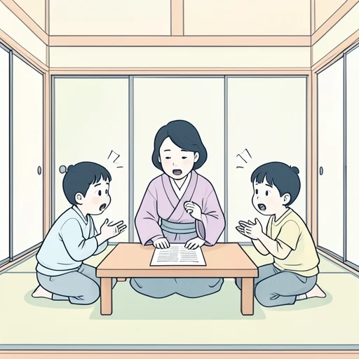 彼女、相続をめぐって兄弟と争ってる - Bildwörterbuch