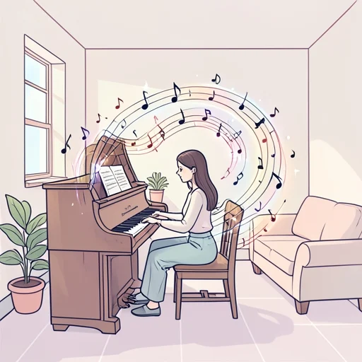 彼女、ストレスを音楽に溜めて発散する - Bildwörterbuch
