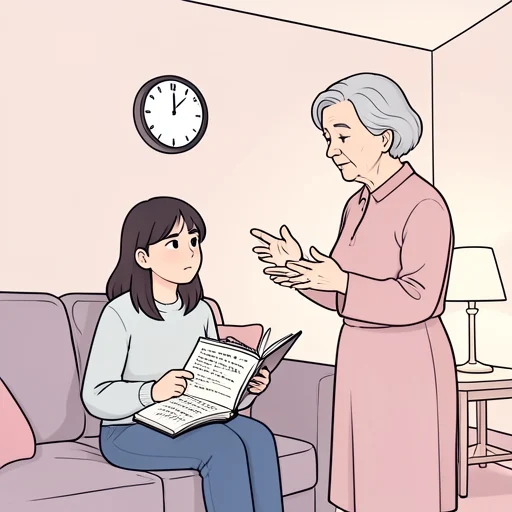 彼女、たびたび同じ質問をしてくる - Bildwörterbuch