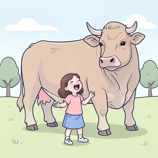 彼女、体重が5トンある牛を見て笑った - Bildwörterbuch