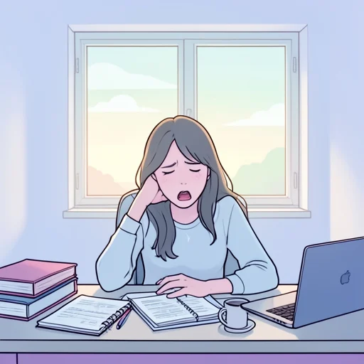 彼女、徹夜でレポートを書き上げた - Bildwörterbuch