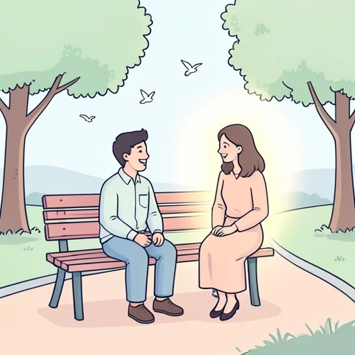 彼女と話すといつも元気が出る - Bildwörterbuch
