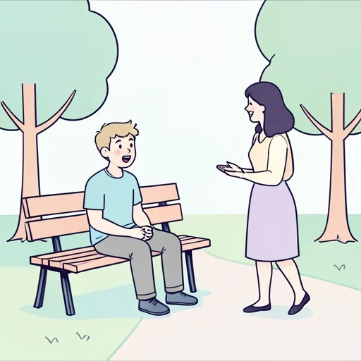 彼女との出会いは偶然だったって彼は言う - Bildwörterbuch