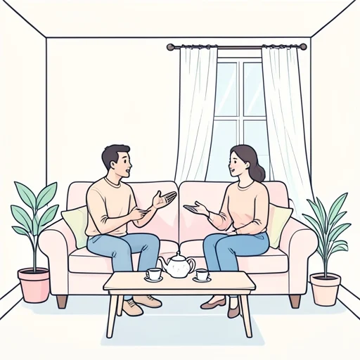 彼女との会話は長い沈黙もなく続いていった - Bildwörterbuch