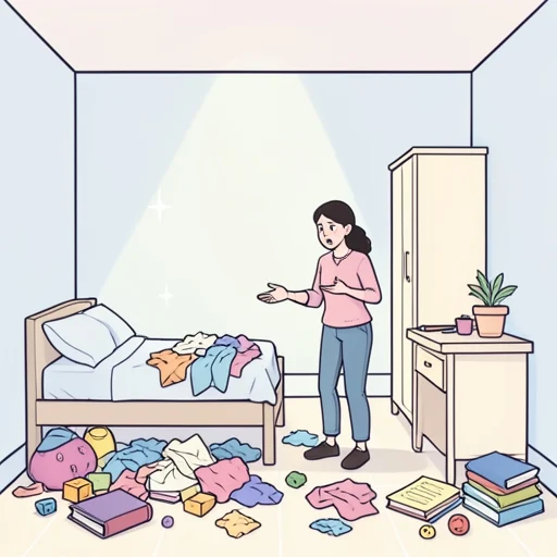 彼女、とにかく部屋を片付けろって言う - Bildwörterbuch
