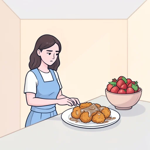 彼女は脂っこい食事を控えてる - Bildwörterbuch