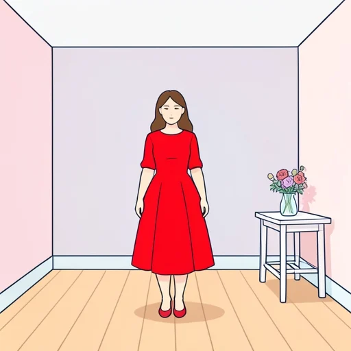 彼女は赤いドレスを着てる - Bildwörterbuch