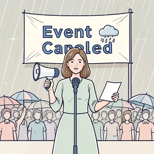 彼女は雨のため野外イベントが中止になったと発表した - Bildwörterbuch