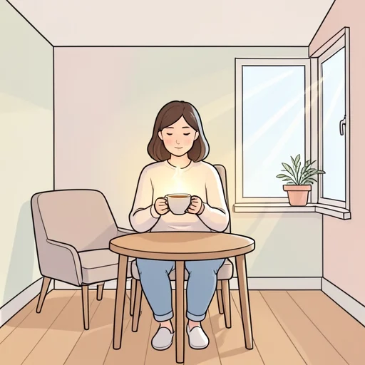 彼女は温かいお茶を飲んで一日の疲れを癒した - Bildwörterbuch