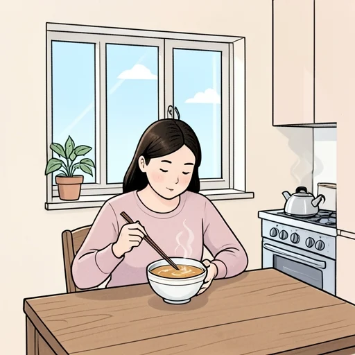 彼女は温かいスープを啜った - Bildwörterbuch