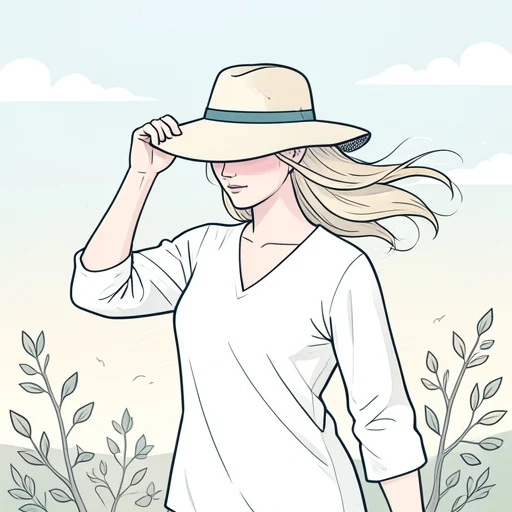 彼女は帽子を深く被って風を防いだ - Bildwörterbuch