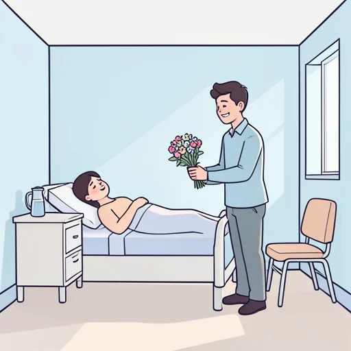 彼女、彼は病院にお見舞いに来た - Bildwörterbuch