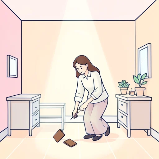 彼女は茶色の財布を落としてすごく探した - Bildwörterbuch