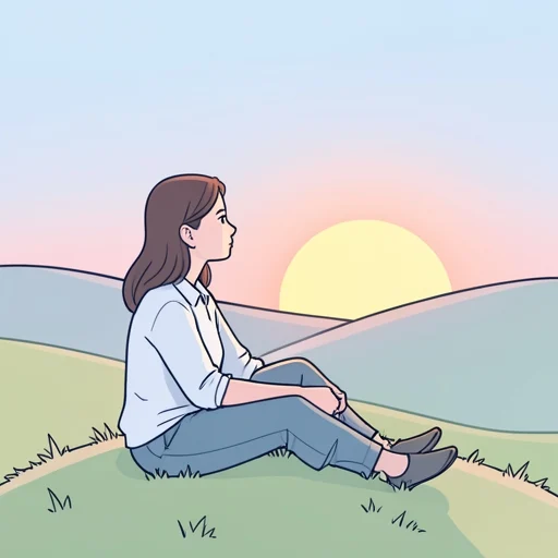 彼女は地平線に沈む夕日をぼーっと眺めてた - Bildwörterbuch