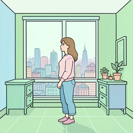 彼女は地方から上京してきて慣れない生活が始まった - Bildwörterbuch