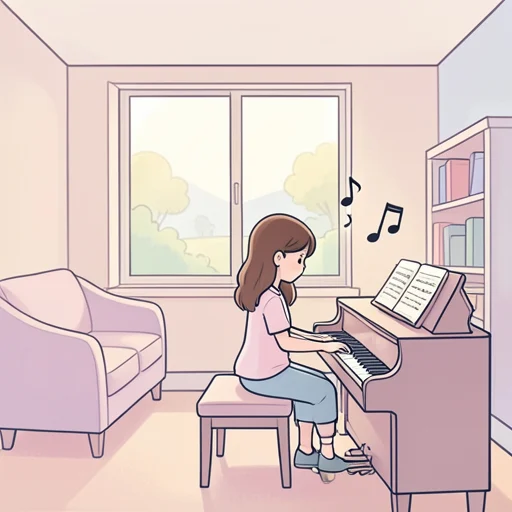 彼女は小さい頃から音楽に親しんできた - Bildwörterbuch