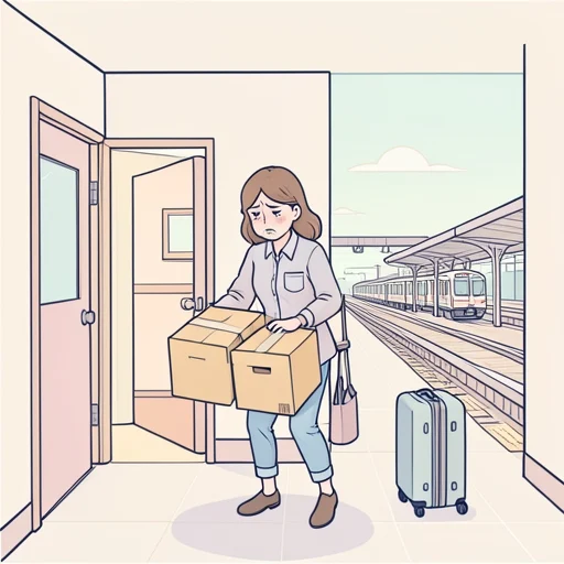 彼女は長時間通勤に耐えかねて引っ越すことにした - Bildwörterbuch