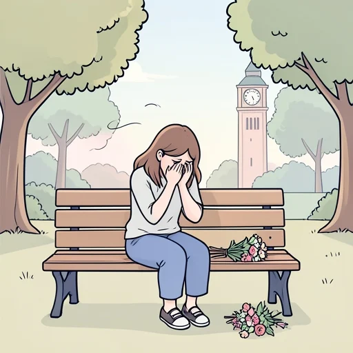 彼女は大事な約束を忘れたことをひどく傷めてた - Bildwörterbuch