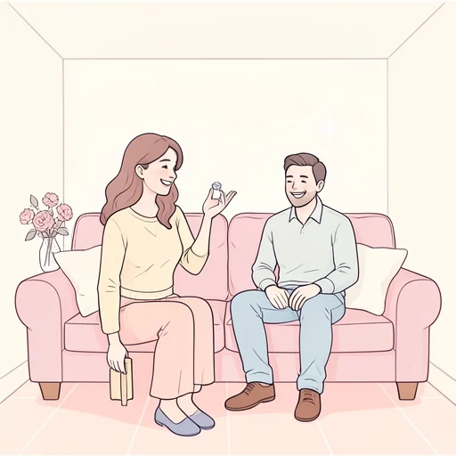 彼女はダイヤの指輪を彼からもらった - Bildwörterbuch